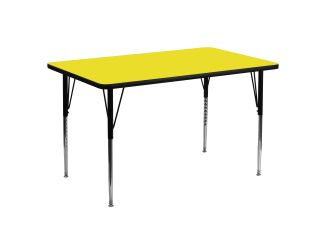 30"W x 60"L REC Yellow HP Laminate Activity Table - Height Adjustable Legs