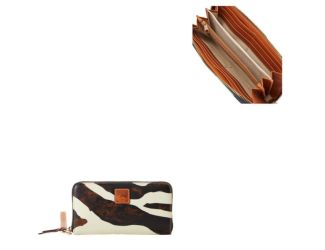Zebra Leather Large Zip Around Wristlet
