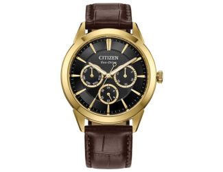 Men's Rolan Black Dial Leather Strap Watch