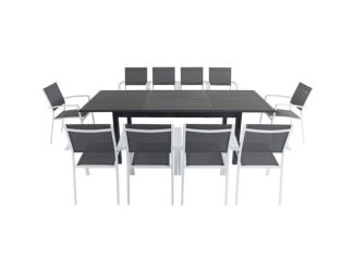 Cameron 11-Piece Expandable Dining Set with 10 Sling Dining Chairs and a 40" x 94" Table