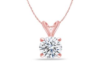 Bright White Round Lab Grown Diamond Pendant in 14K Rose Gold 0.75ct, Color-FG, Clarity-VS SI