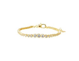 CZ Bezel Graduated Tennis Bracelet Size 7.5"