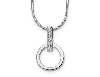 Sterling Silver Rhodium Plated White Ice .05ct. Diamond Circle Necklace