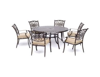 Traditions 7-Piece Dining Set in Tan with Six Dining Chairs and a 60 In. Cast-top Table