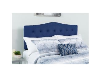 Arched Button Tufted Upholstered Full Size Headboard in Navy Fabric