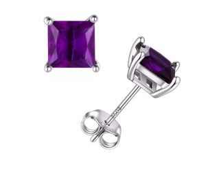 Solid 925 Sterling Silver Amethyst Stud Earrings