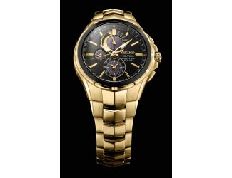 Mens Solar Perpetual Chrono Gold Case Black Dial