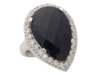 Black Onyx & White Sapphire Ring Size 6