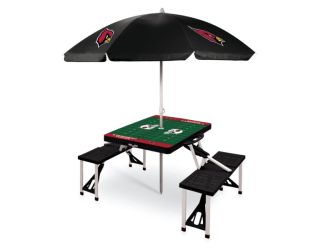 Dallas Cowboys - Picnic Table Portable Folding Table with Seats and Umbrella, (Black)