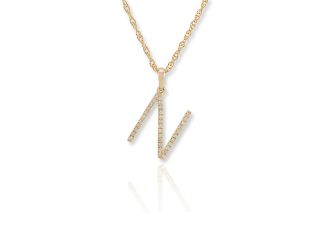 PARIKHS Diamond Initial 'N' Pendant Necklace in 18k Yellow Gold over Sterling Silver 0.10ct IJK-I2