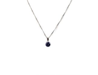 Round Cut Crystal Solitaire Necklace in Blue