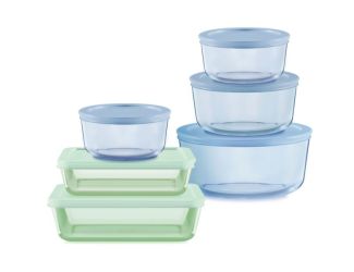 12pc Simply Store Tinted Glass Food Storage Set Green & Blue