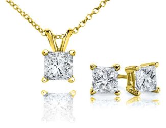 PARIKHS Princess Cut Prime Diamond Set 14K Yellow Gold 0.20ct IJK Color, I1 Clarity