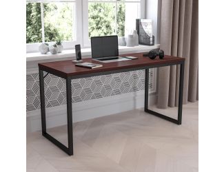Commercial Grade Industrial Style Office Desk - 55" Length (Mahogany)