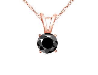 PARIKHS Black Round Diamond Pendant in 10K Rose Gold, 0.09ct