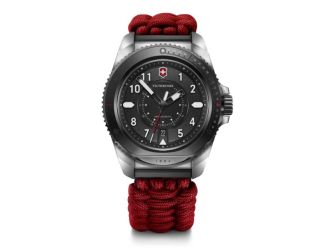Journey Quartz Le 43mm, Silver Stainless Steel Case, Black Dial, Red Paracord Strap