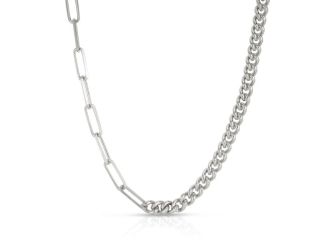 Curb and Paperclip Necklace Silver