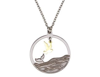 PARIKHS Two Toned Whale Tail and Bird Pendant Necklace in 925 Sterling Silver