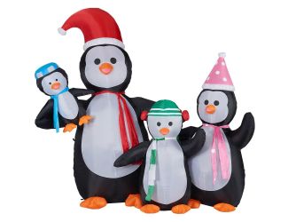 10-Ft. Tall Penguin Family, Outdoor Blow-Up Christmas Inflatable with Lights and Storage Bag
