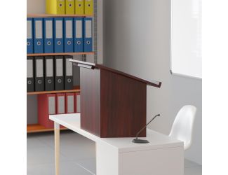 Foldable Tabletop Lectern in Mahogany - Slanted Top with Ledge