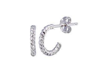 PARIKHS Rhodium Plated Semi Hoop Rope Design Earring in 925 Sterling Silver