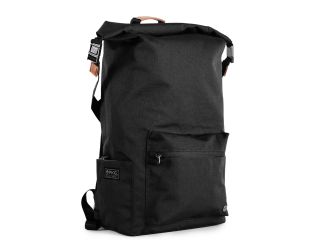 PKG Dawson 28L Recycled Roll-top Backpack in Black/Tan