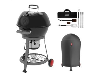 Cookout Grilling Kit with Charcoal Kettle Grill, Heavy-Duty Cover, and 12-Piece Tool Set