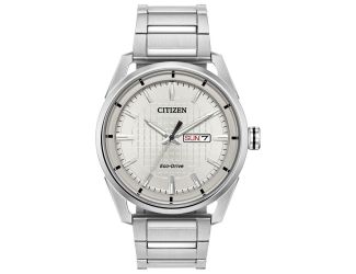 Men's Eco-Drive Watch, Silver-Tone with Silver-Tone SS Bracelet