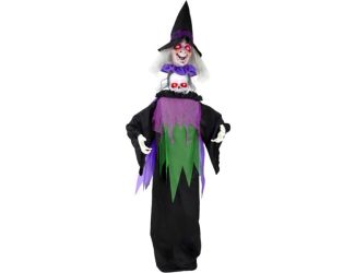 Lifesize Animatronic Witch with Lights and Sound, Indoor/Covered Outdoor Halloween Decoration