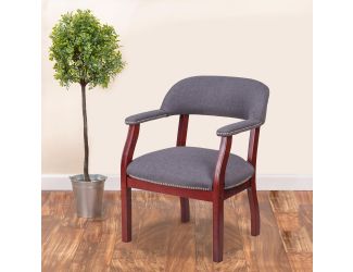 Gray Fabric Luxurious Conference Chair with Accent Nail Trim - Library Chair