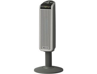 Space-Saving Ceramic Pedestal Heater with Front-Facing Display and Digital Remote Control