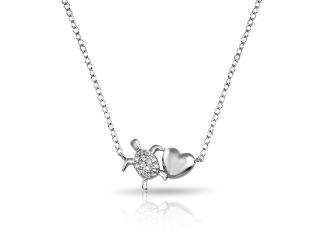 PARIKHS Rhodium Plated Turtle Heart Necklace in 925 Sterling Silver