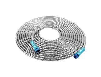 Stainless Heavy Duty Spiral Constructed Metal Garden Hose - 50Ft