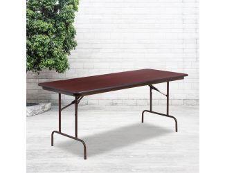 6-Foot Mahogany Melamine Laminate Folding Banquet & Catering Table