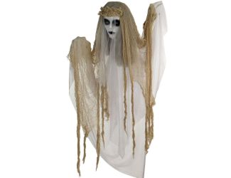 Animatronic Ghost Bride with Lights and Sound, Indoor or Covered Outdoor Halloween Decoration