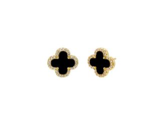 Pave Four-Leaf Clover Stud Earrings Size 12MM