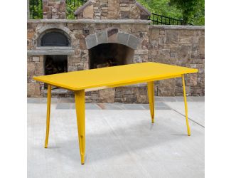 31.5" x 63" Rectangular Yellow Metal Indoor-Outdoor Table - Industrial Table