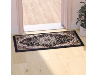 Multipurpose Persian Style Olefin Medallion Motif Area Rug in Black - 2' x 3'