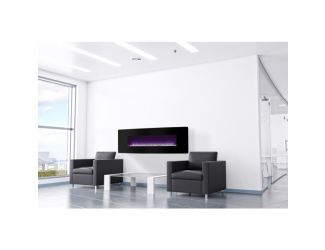 48-in Curved Front Wall Mount Electric Fireplace w Blk Glass