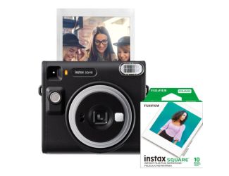 Instax SQUARE SQ40 Camera Bundle w/ 10 Count Film Black