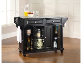 Cambridge Grey Granite Top Kitchen Island (Black)