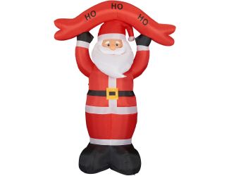 10-Ft. Tall Santa Holding HO HO HO Sign, Outdoor Blow-Up Christmas Inflatable with Lights and Storag