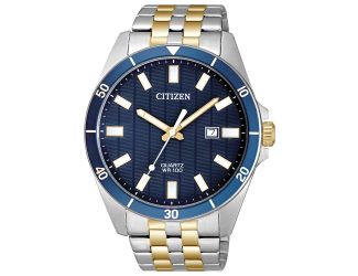 Men's Quartz Watch, Two-tone Stainless Steel with Blue Dial