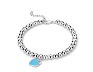 Beaded Heart Charm Bracelet