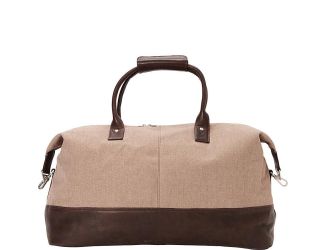 Canvas and Colombian Leather Duffle-Natural Brown