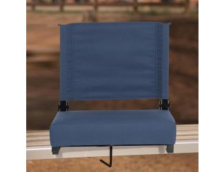 500 lb. Rated Lightweight Stadium Chair-Handle-Padded Seat, Navy Blue