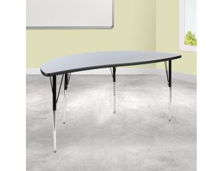60" Half Circle Wave Collaborative Grey Adjustable Height Activity Table