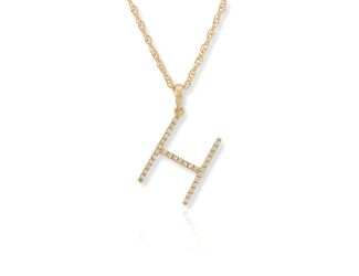 PARIKHS Diamond Initial 'H' Pendant Necklace in 18k Yellow Gold over Sterling Silver 0.10ct IJK-I2