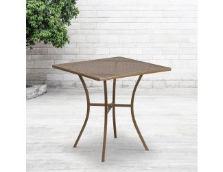 28" Square Gold Indoor-Outdoor Steel Patio Table - Restaurant Seating