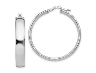 Sterling Silver Polished Hinged Hoop Earrings